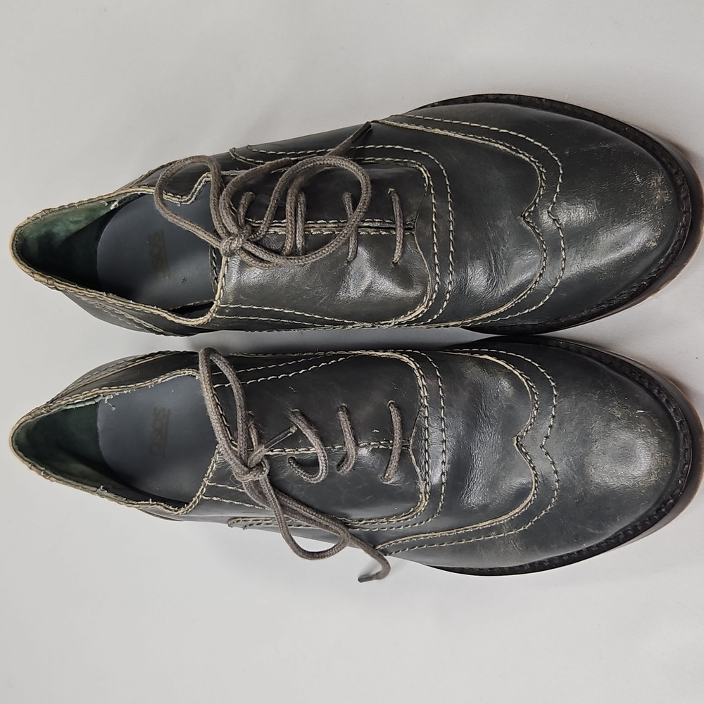 Asos Gray Leather Lace Up Loafers Size 5 - Picture 3 of 7